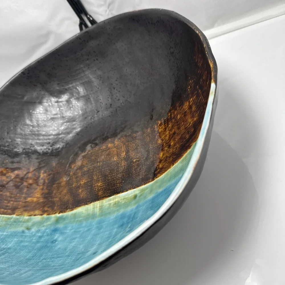 Pier 1 Stoneware Cassidy Serving Bowl Decorative Multicolored‎ 13